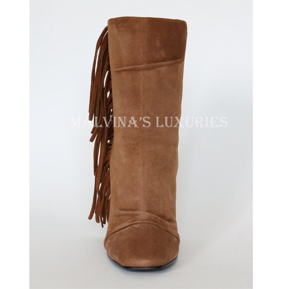 GIUSEPPE ZANOTTI BOOTS ALABAMA ANKLE BOOTIES FRINGE SUEDE LEATHER - Picture 9 of 14